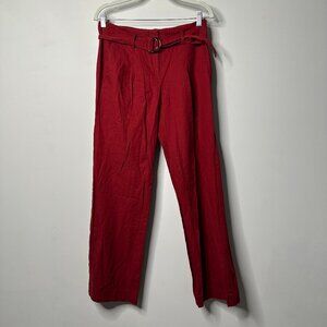 Ann Taylor Red Belted Cotton Blend Casual Pants Women's 0